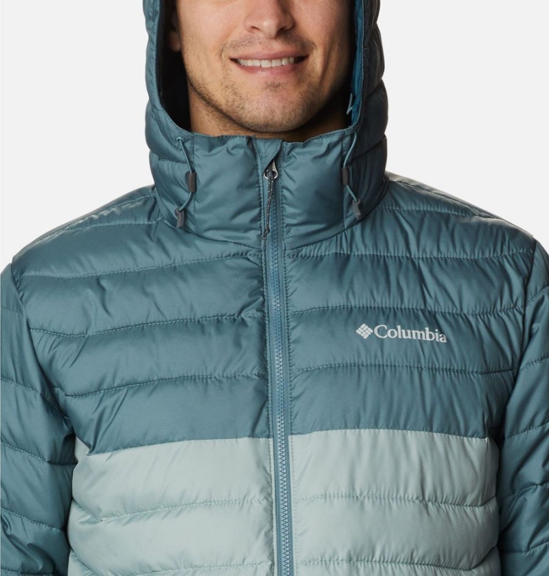 Blue Men's Columbia Powder Lite Hooded Insulated Puffer Jacket | IHDFC-0426