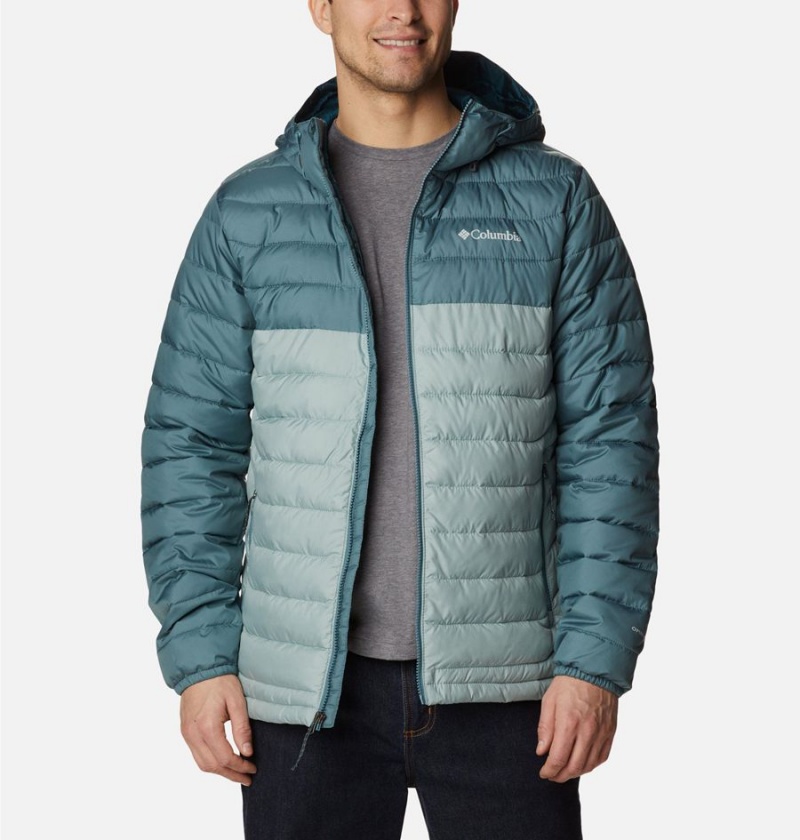 Blue Men's Columbia Powder Lite Hooded Insulated Puffer Jacket | IHDFC-0426