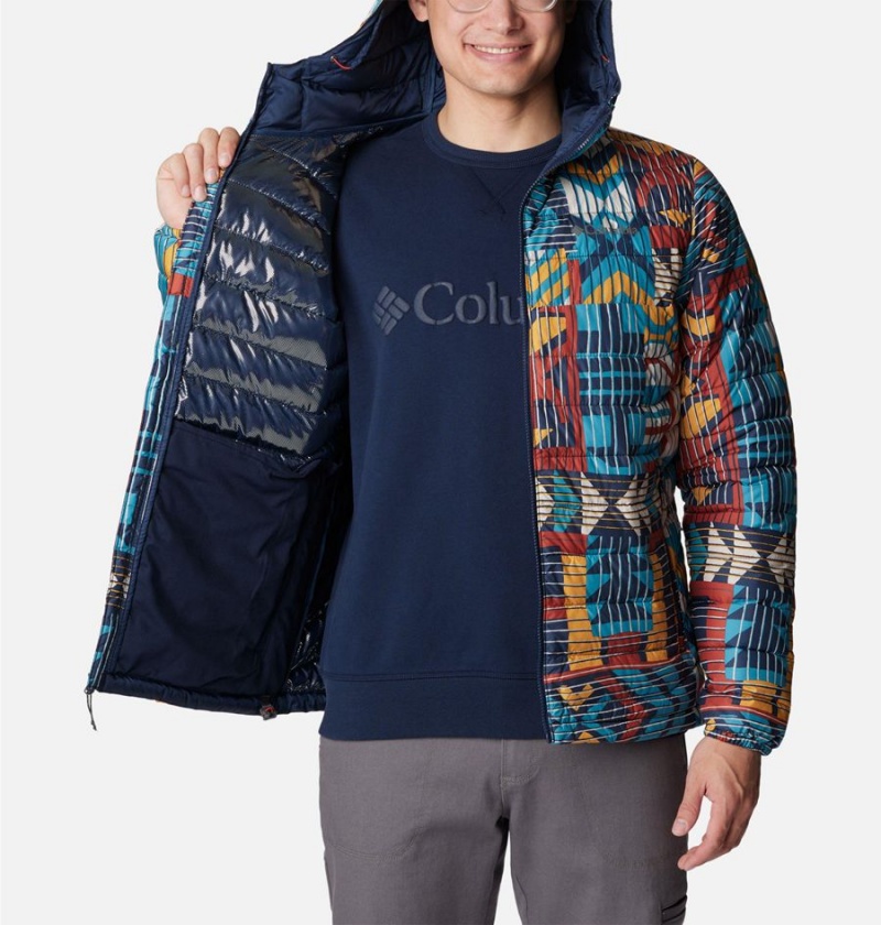 Blue Men's Columbia Powder Lite Hooded Insulated Puffer Jacket | JRYZL-8619