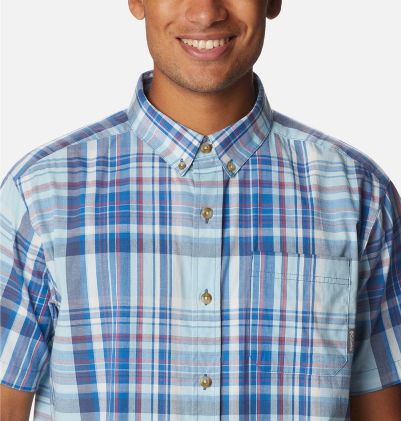 Blue Men's Columbia Rapid Rivers II Short Sleeve Shirt | DMYWS-0142