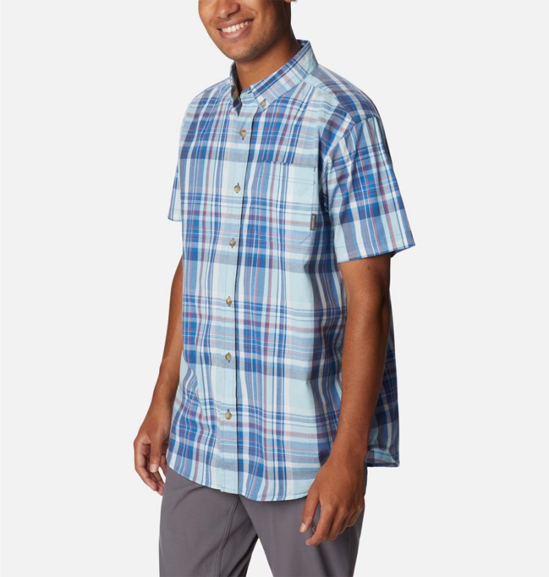 Blue Men's Columbia Rapid Rivers II Short Sleeve Shirt | DMYWS-0142