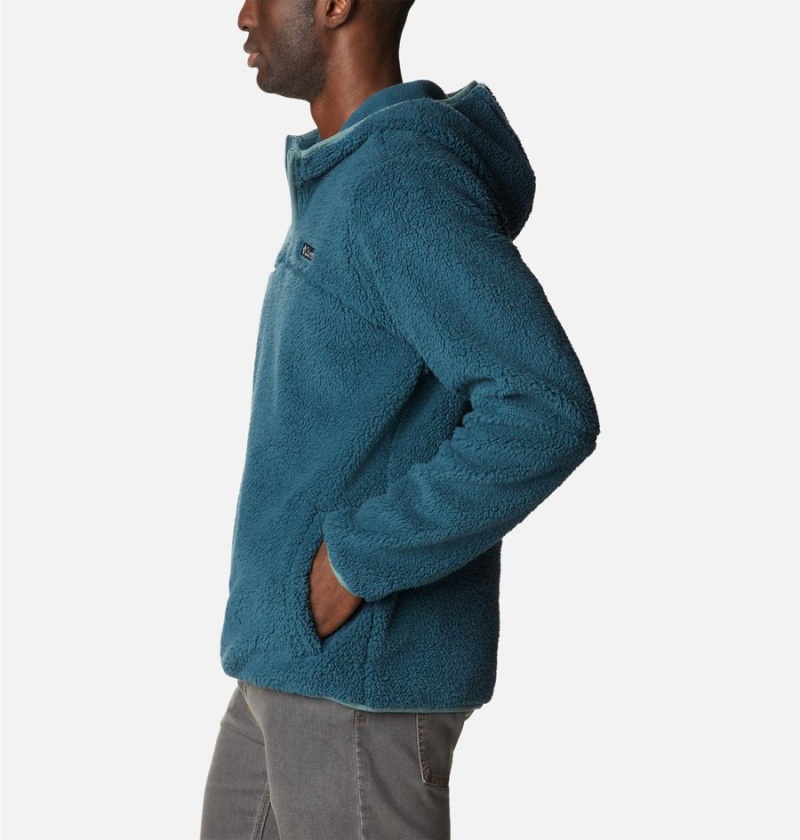 Blue Men's Columbia Rugged Ridge III Sherpa Pullover Hoodie | YECIV-1846