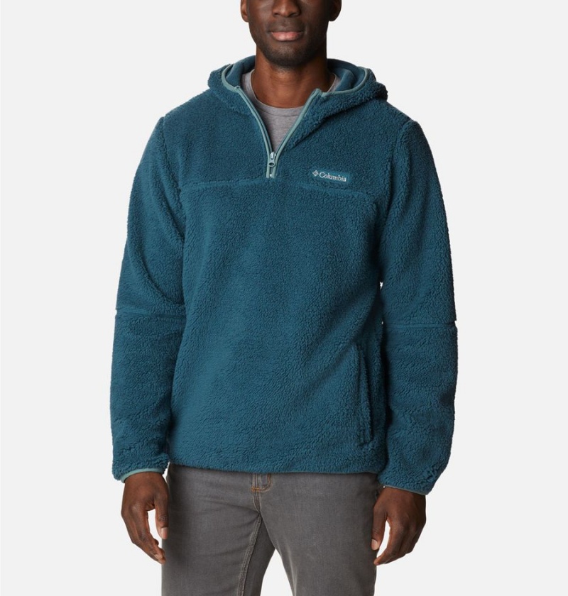 Blue Men's Columbia Rugged Ridge III Sherpa Pullover Hoodie | YECIV-1846