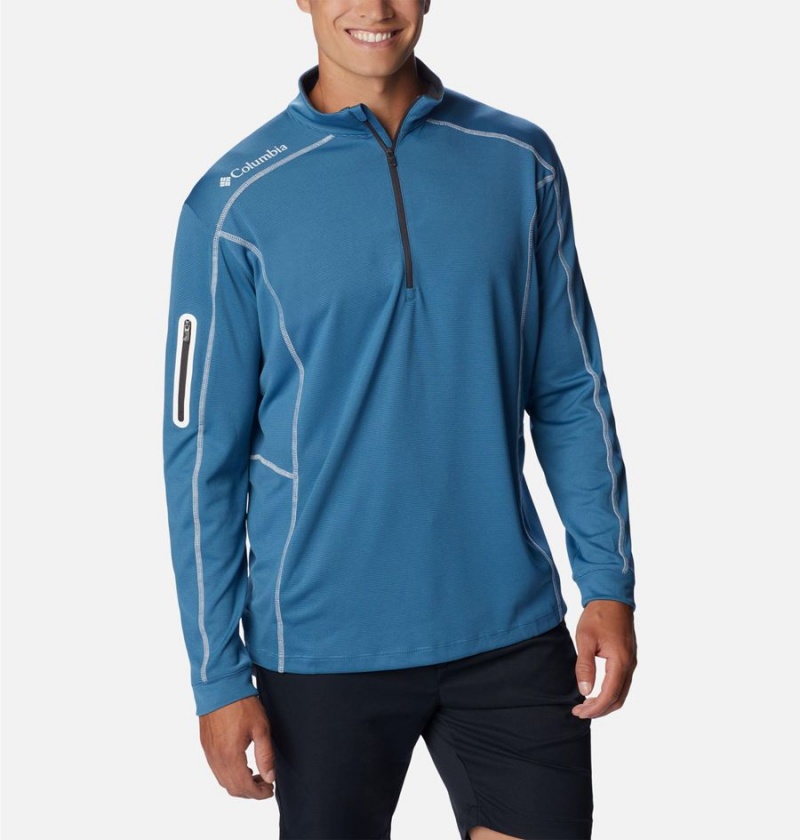 Blue Men's Columbia Shotgun Quarter Zip Golf Pullover | TQLZK-8243