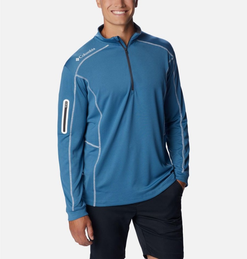 Blue Men\'s Columbia Shotgun Quarter Zip Golf Pullover | TQLZK-8243