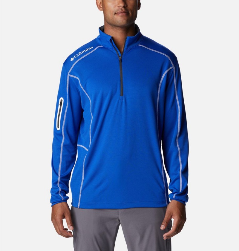 Blue Men\'s Columbia Shotgun Quarter Zip Golf Pullover | WABQK-7350