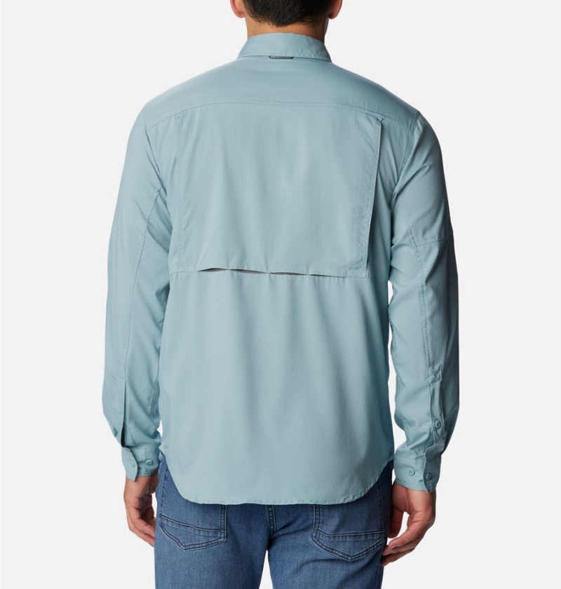 Blue Men's Columbia Silver Ridge Utility Lite Long Sleeve Shirt | PVIYQ-8590