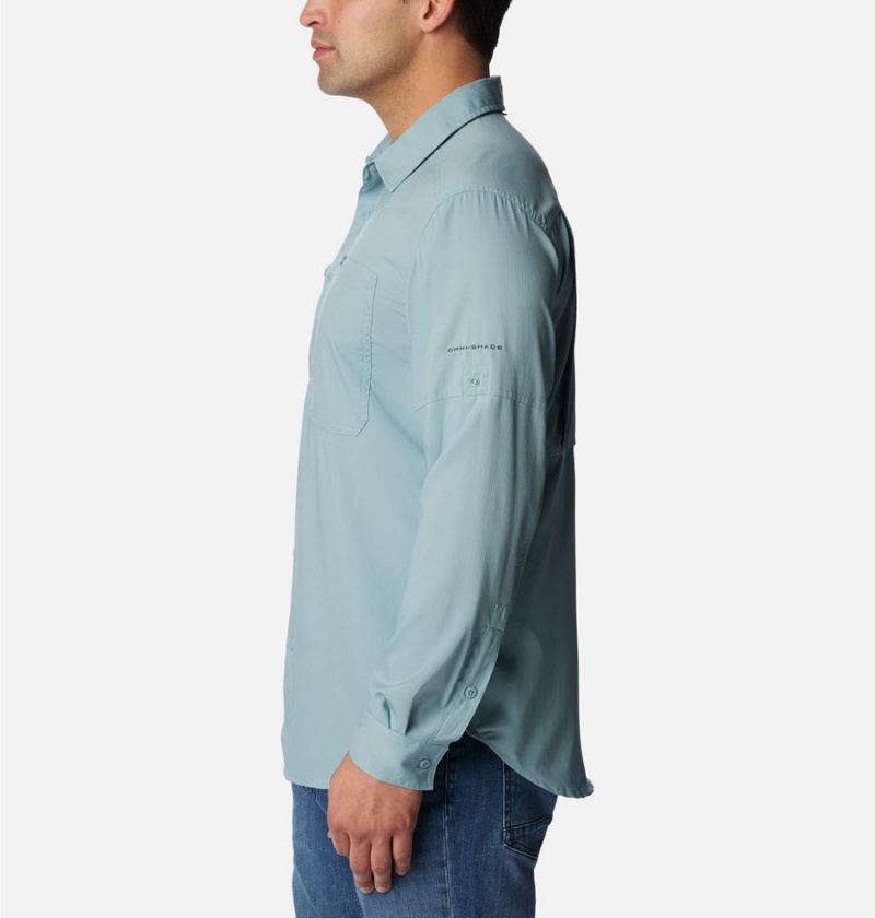 Blue Men's Columbia Silver Ridge Utility Lite Long Sleeve Shirt | PVIYQ-8590