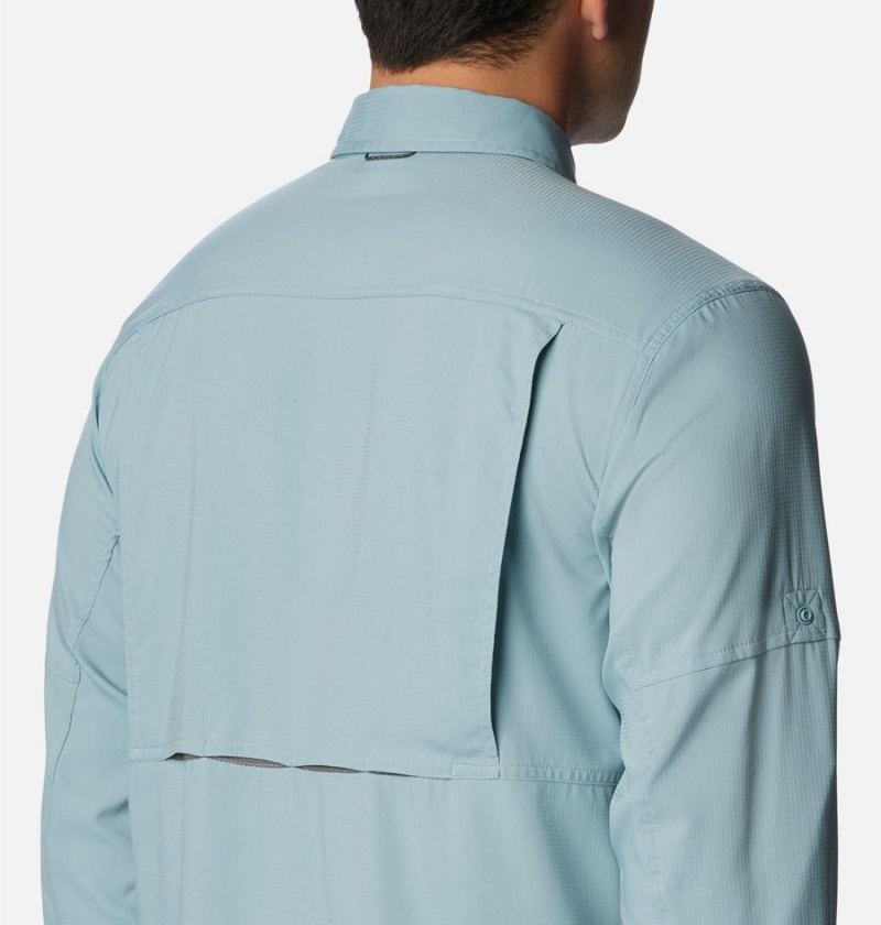 Blue Men's Columbia Silver Ridge Utility Lite Long Sleeve Shirt | PVIYQ-8590