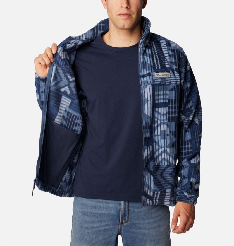 Blue Men's Columbia Steens Mountain Printed Fleece Jacket | PVCFH-1703