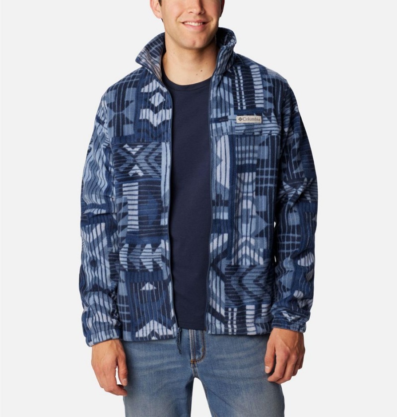 Blue Men's Columbia Steens Mountain Printed Fleece Jacket | PVCFH-1703