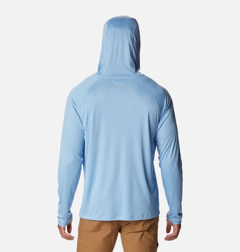 Blue Men's Columbia Summerdry Raglan Long Sleeve Hoodie | YBKND-7416