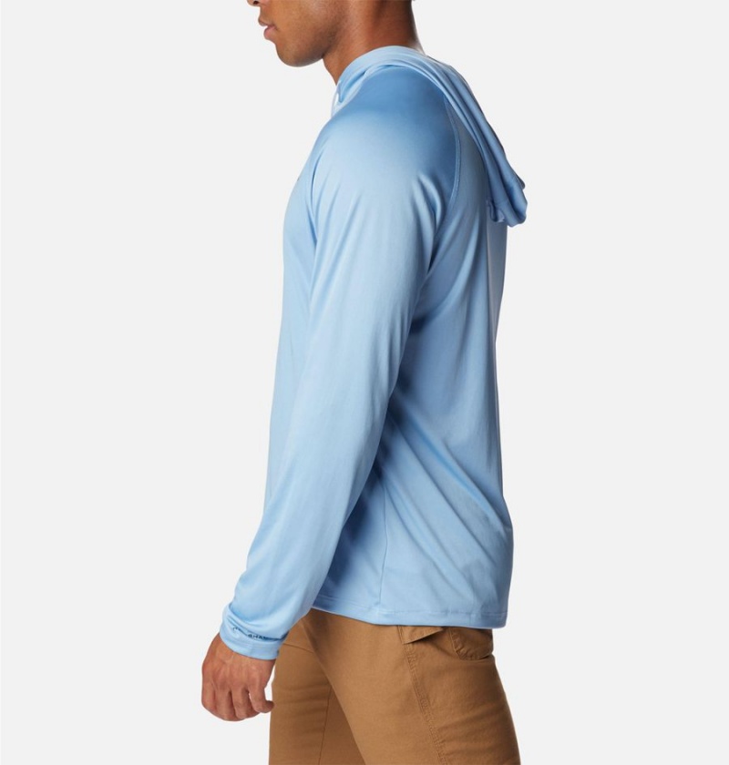 Blue Men's Columbia Summerdry Raglan Long Sleeve Hoodie | YBKND-7416