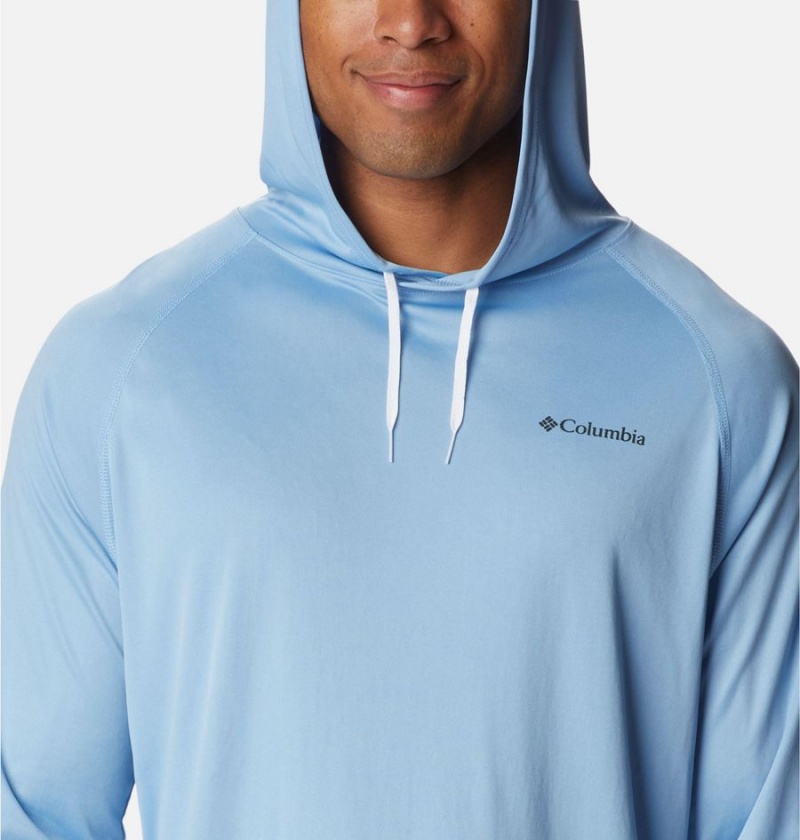 Blue Men's Columbia Summerdry Raglan Long Sleeve Hoodie | YBKND-7416