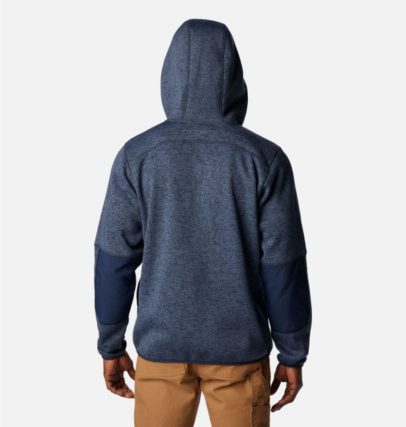 Blue Men's Columbia Sweater Weather Full Zip Hoodie Fleece Jacket | EWOZC-3928