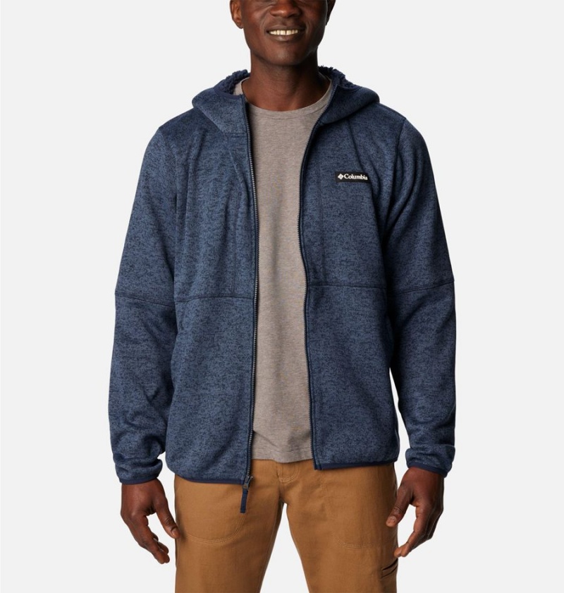 Blue Men's Columbia Sweater Weather Full Zip Hoodie Fleece Jacket | EWOZC-3928