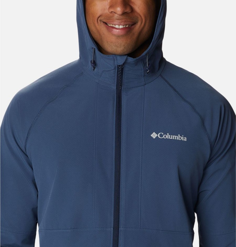 Blue Men's Columbia Tall Heights Hooded Softshell Jackets | VWRAJ-3056