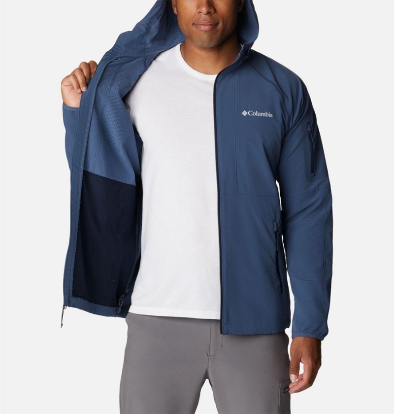 Blue Men's Columbia Tall Heights Hooded Softshell Jackets | VWRAJ-3056