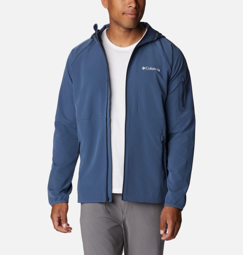 Blue Men's Columbia Tall Heights Hooded Softshell Jackets | VWRAJ-3056