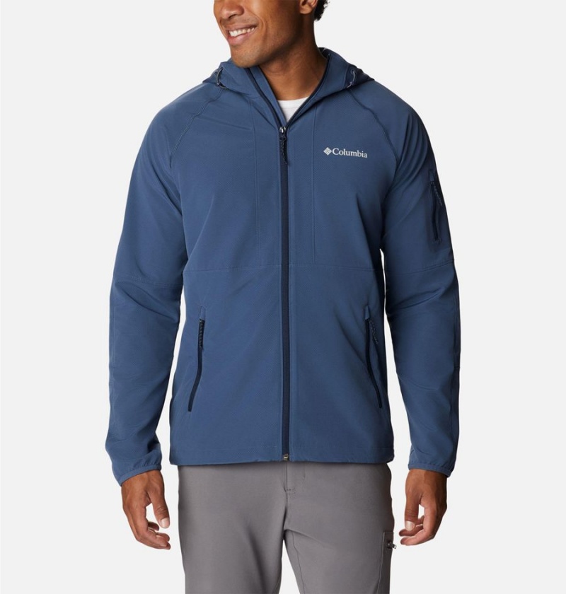 Blue Men\'s Columbia Tall Heights Hooded Softshell Jackets | VWRAJ-3056