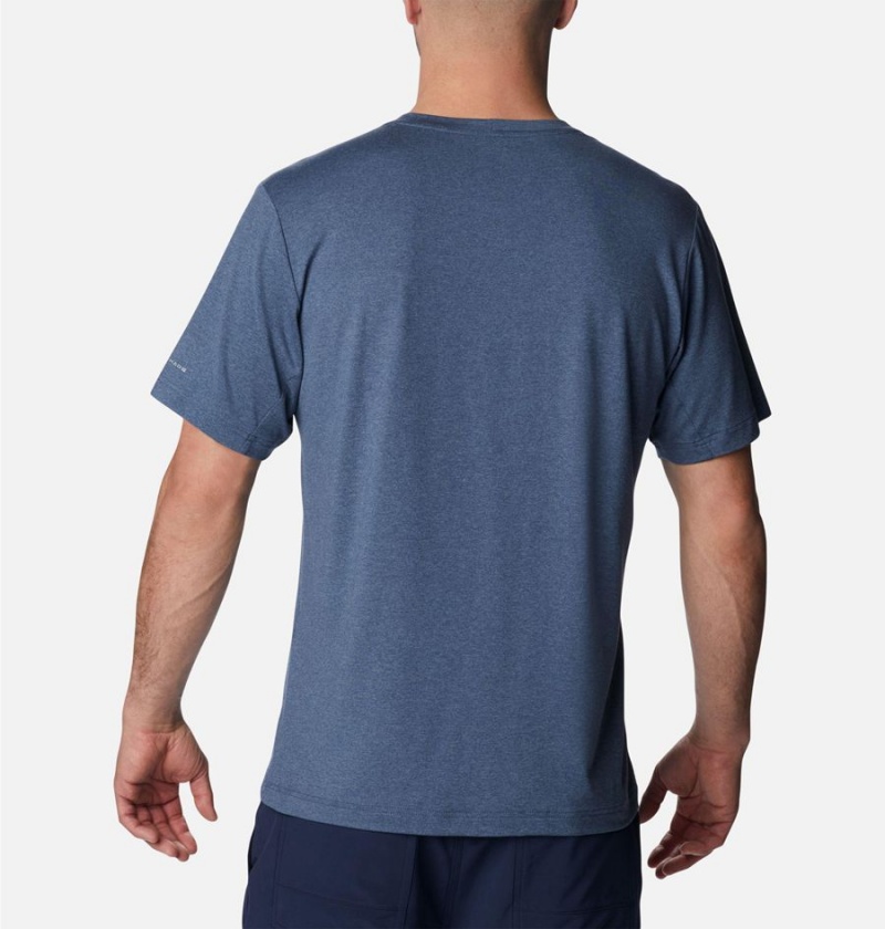 Blue Men's Columbia Tech Trail Crew Neck T-Shirt | QMDFS-4612