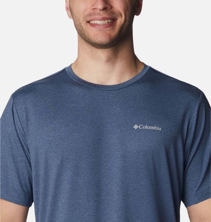 Blue Men's Columbia Tech Trail Crew Neck T-Shirt | QMDFS-4612