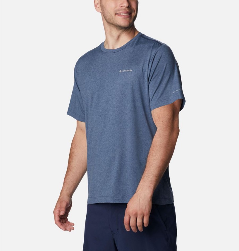 Blue Men's Columbia Tech Trail Crew Neck T-Shirt | QMDFS-4612