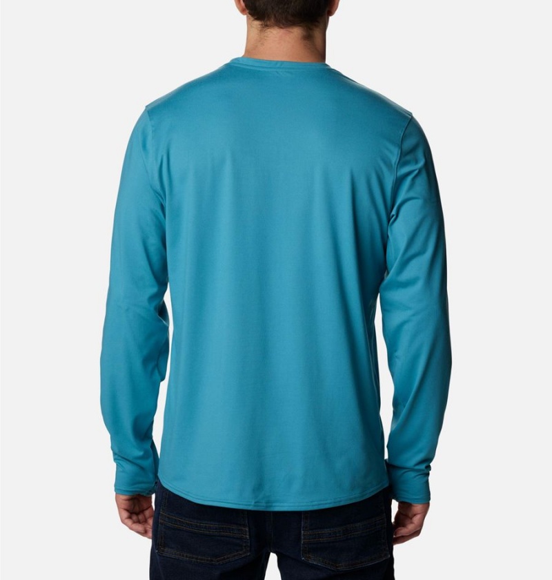 Blue Men's Columbia Tech Trail Long Sleeve Crew II T-Shirt | CZTLR-3148