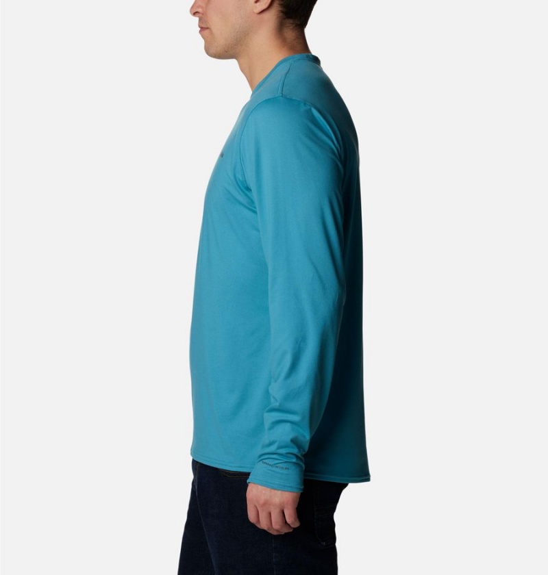 Blue Men's Columbia Tech Trail Long Sleeve Crew II T-Shirt | CZTLR-3148