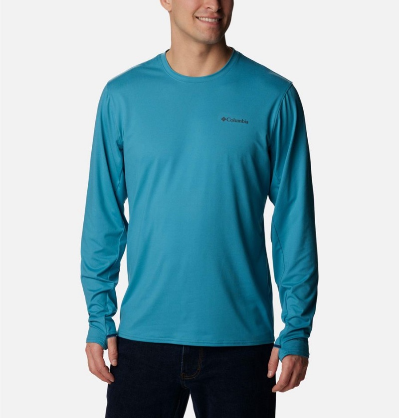 Blue Men\'s Columbia Tech Trail Long Sleeve Crew II T-Shirt | CZTLR-3148