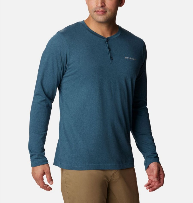 Blue Men's Columbia Thistletown Hills Henley T-Shirt | KDCUA-6489