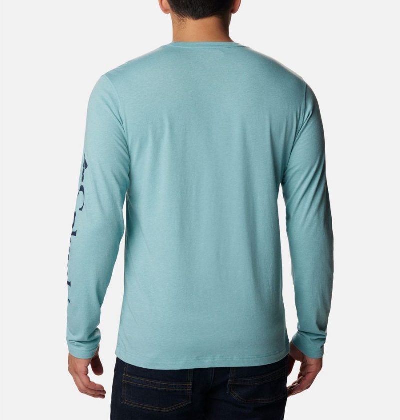 Blue Men's Columbia Thistletown Hills Long Sleeve Logo T-Shirt | LVKTX-0912