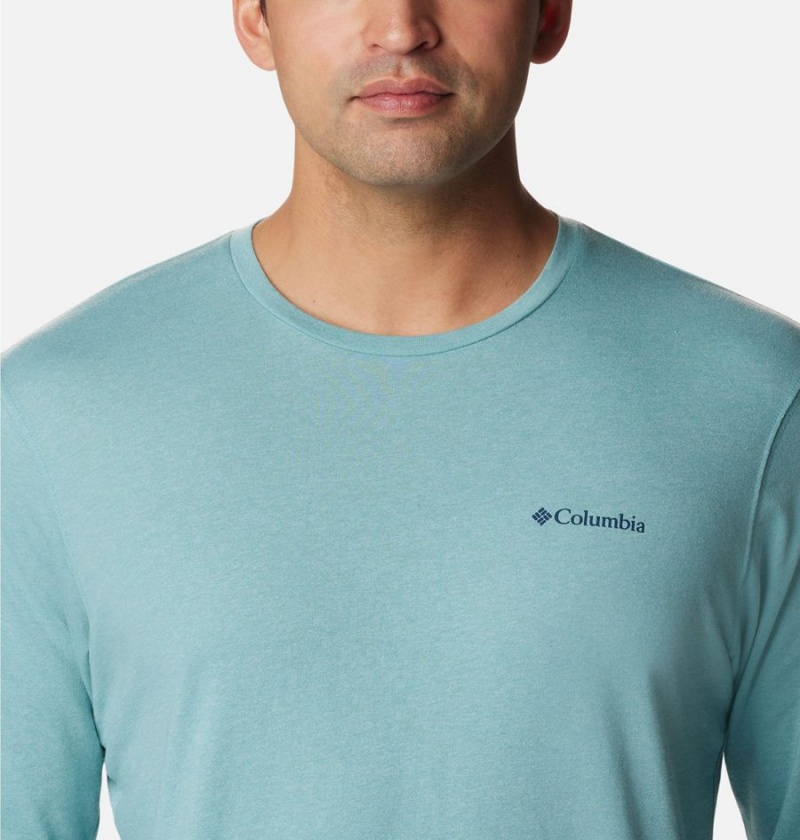 Blue Men's Columbia Thistletown Hills Long Sleeve Logo T-Shirt | LVKTX-0912