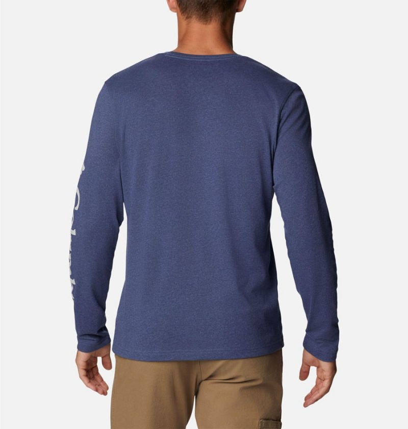 Blue Men's Columbia Thistletown Hills Long Sleeve Logo T-Shirt | EJKTN-7931