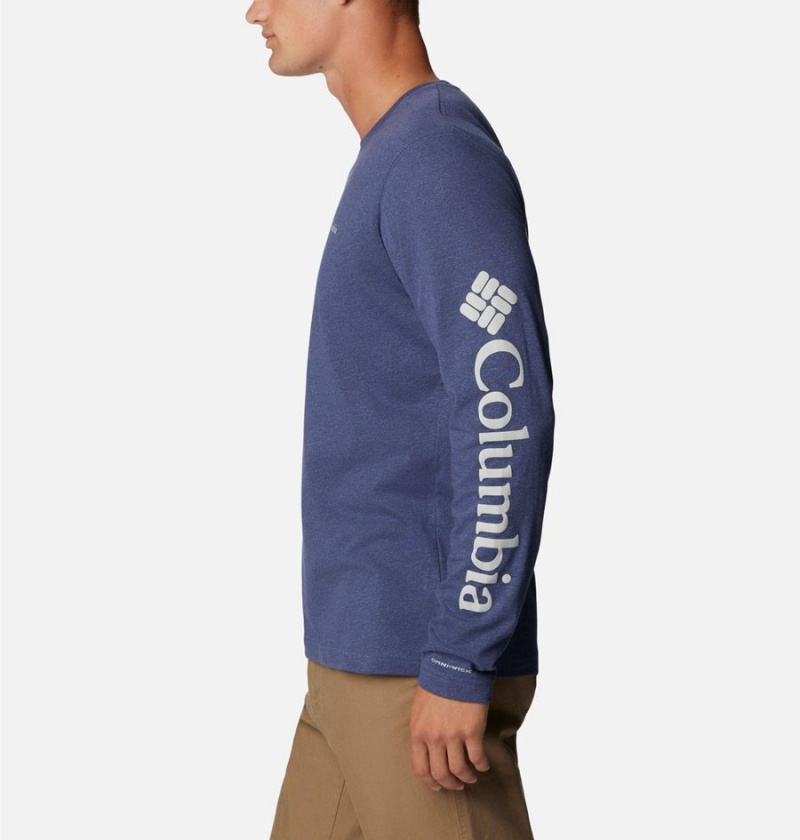 Blue Men's Columbia Thistletown Hills Long Sleeve Logo T-Shirt | EJKTN-7931