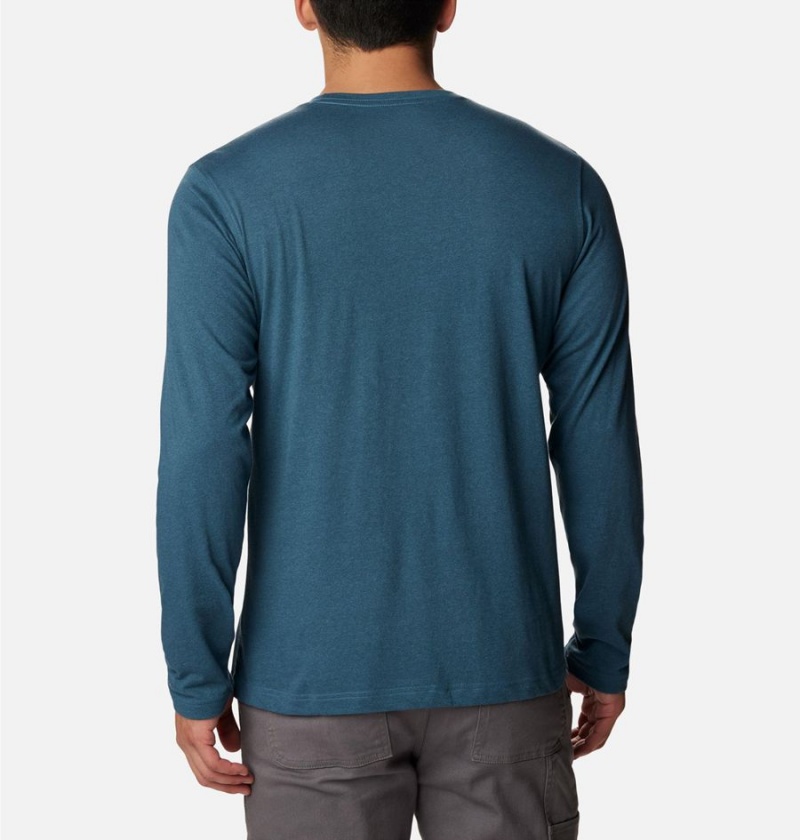 Blue Men's Columbia Thistletown Hills Long Sleeve Crew T-Shirt | NUSOX-9108