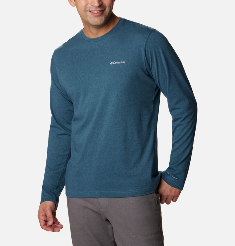 Blue Men's Columbia Thistletown Hills Long Sleeve Crew T-Shirt | NUSOX-9108