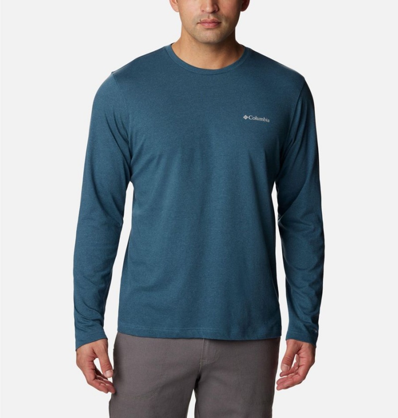 Blue Men\'s Columbia Thistletown Hills Long Sleeve Crew T-Shirt | NUSOX-9108