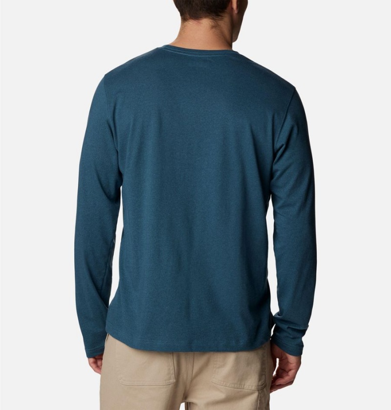 Blue Men's Columbia Thistletown Hills Long Sleeve Logo T-Shirt | EHLAT-5814