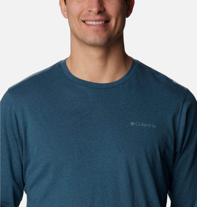 Blue Men's Columbia Thistletown Hills Long Sleeve Logo T-Shirt | EHLAT-5814