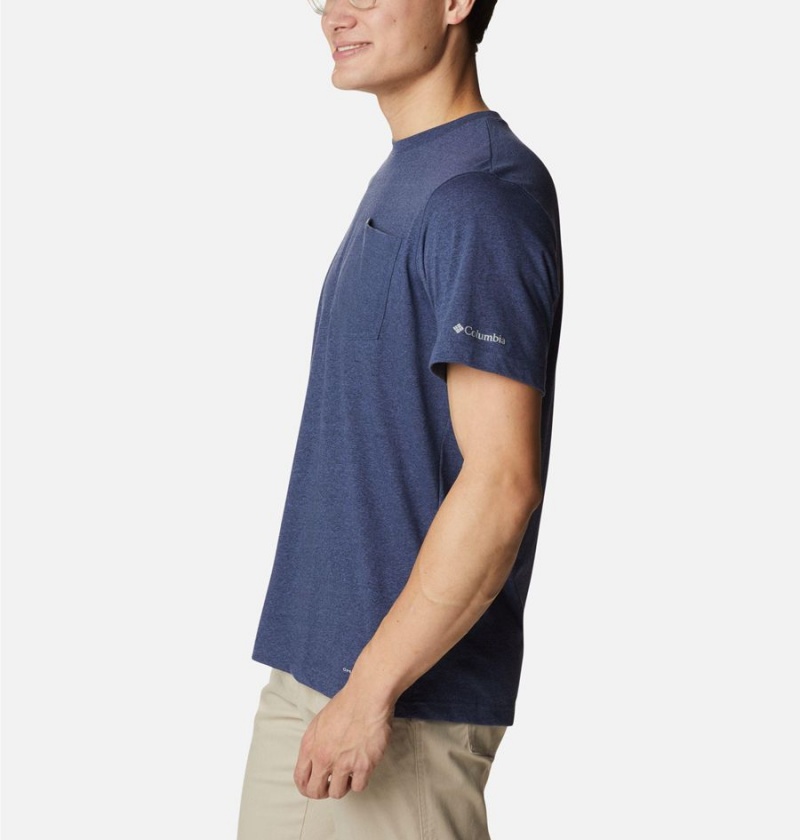 Blue Men's Columbia Thistletown Hills Pocket T-Shirt | SNVHD-5892