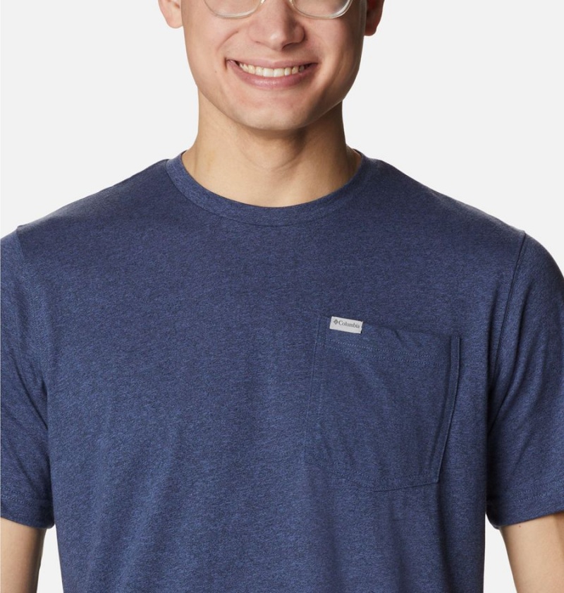 Blue Men's Columbia Thistletown Hills Pocket T-Shirt | SNVHD-5892