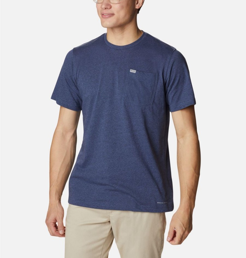 Blue Men's Columbia Thistletown Hills Pocket T-Shirt | SNVHD-5892