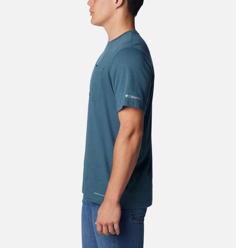 Blue Men's Columbia Thistletown Hills Pocket T-Shirt | PTQEM-3142