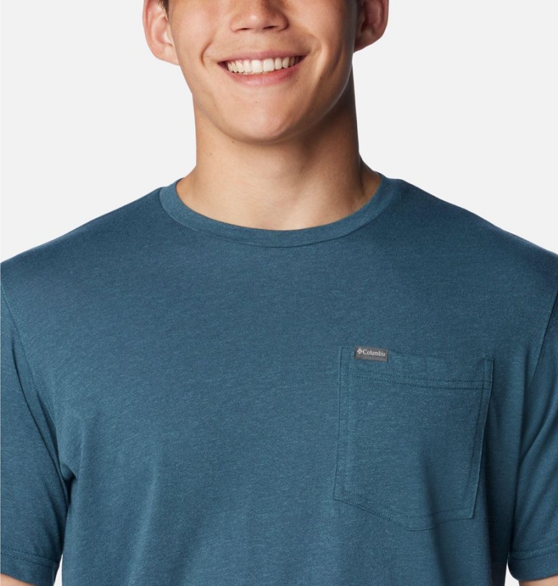 Blue Men's Columbia Thistletown Hills Pocket T-Shirt | PTQEM-3142