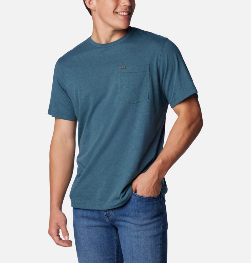 Blue Men's Columbia Thistletown Hills Pocket T-Shirt | PTQEM-3142