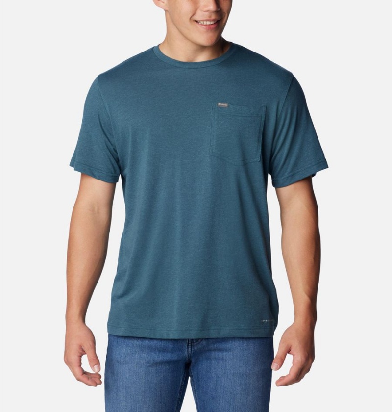 Blue Men\'s Columbia Thistletown Hills Pocket T-Shirt | PTQEM-3142