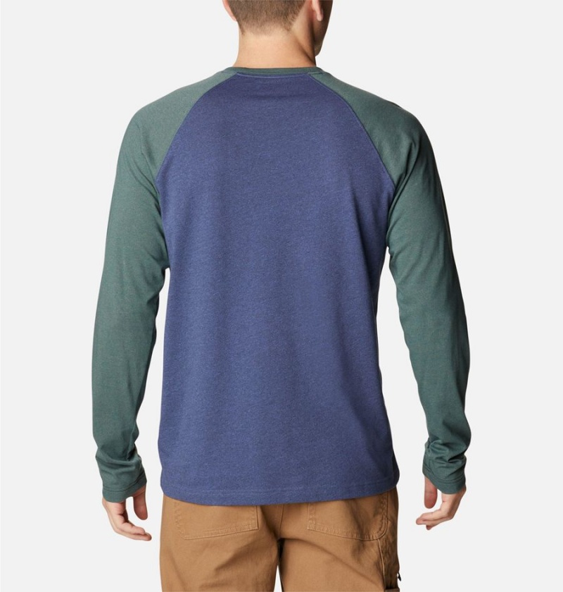 Blue Men's Columbia Thistletown Hills Raglan T-Shirt | TRPBJ-6041