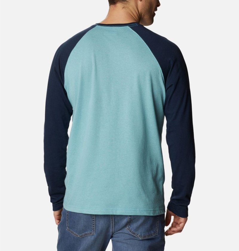 Blue Men's Columbia Thistletown Hills Raglan T-Shirt | KHSAM-7064