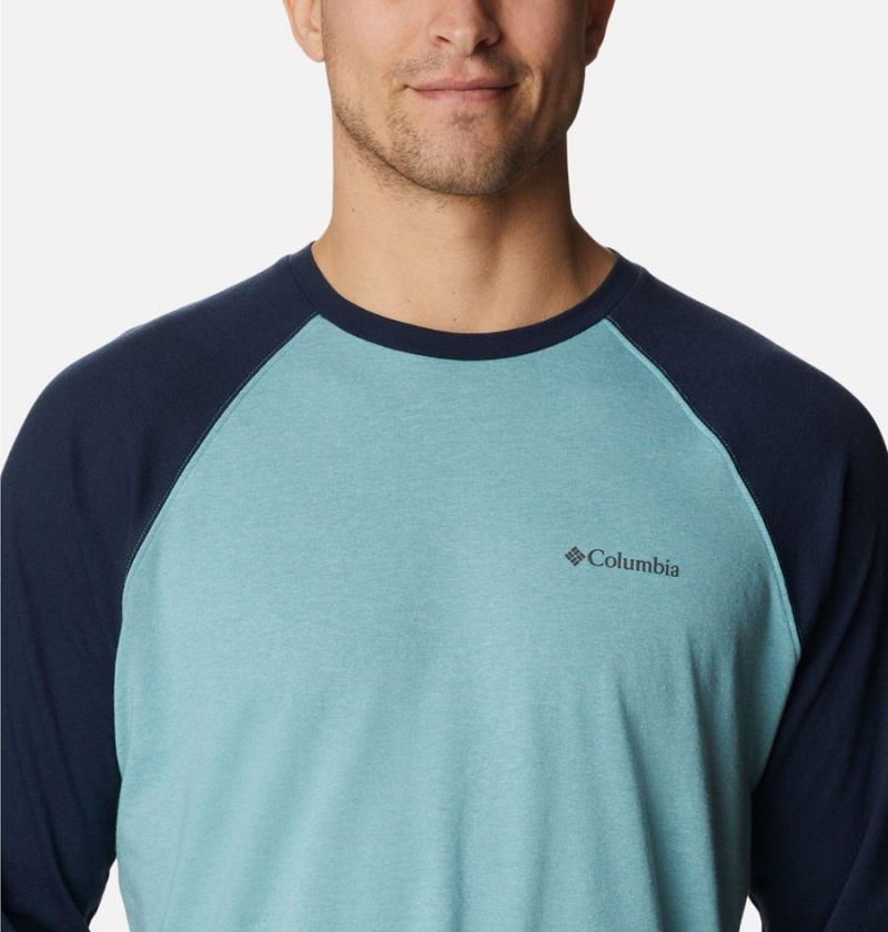 Blue Men's Columbia Thistletown Hills Raglan T-Shirt | KHSAM-7064